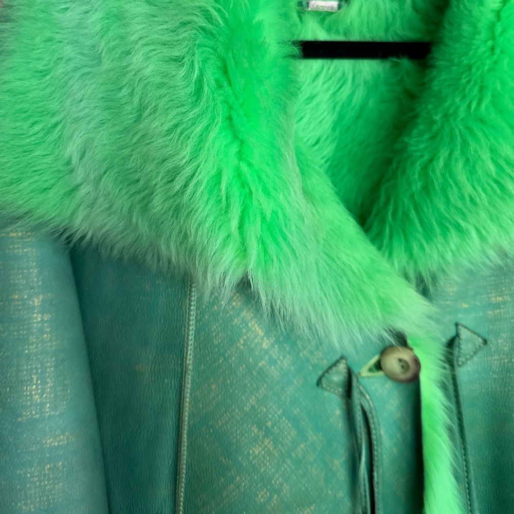 RARE unique leather & lamb coat NEW - Picture 9 of 17